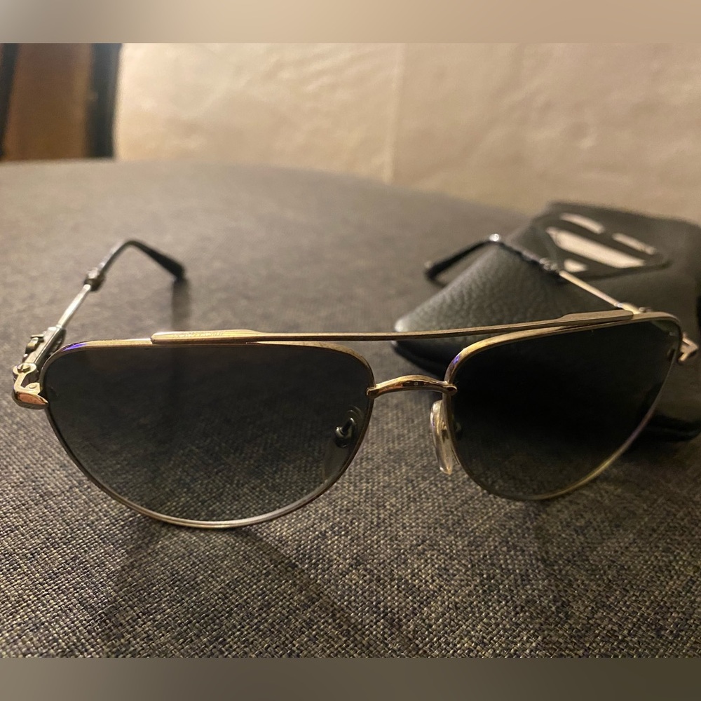 Authentic CHROME HEARTS SLAM SUNGLASSES AVIATOR & leather case. FREE shipping!